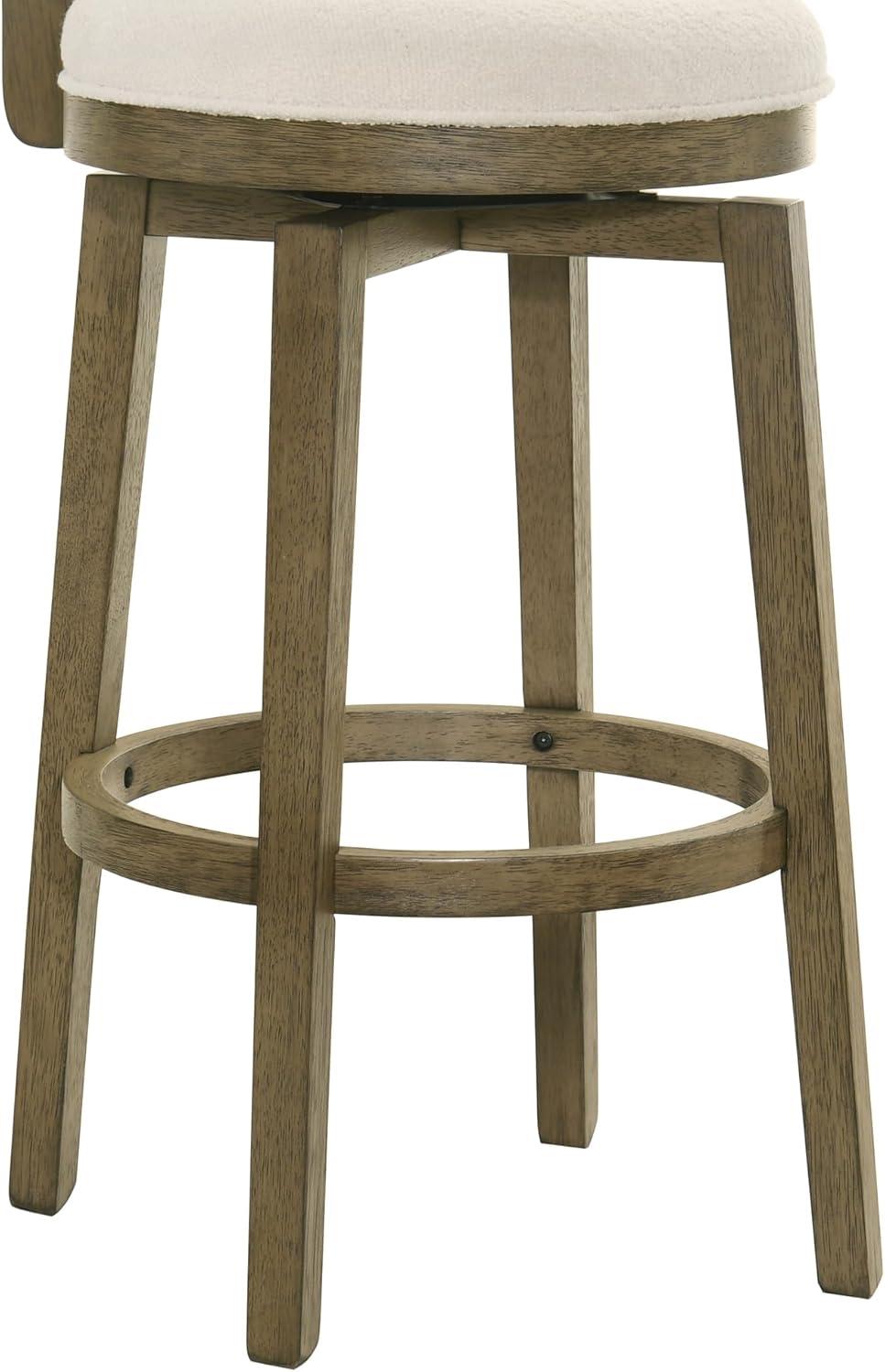image:imageWinsley Coastal Modern Swivel Wood Counter Height Kitchen Bar Stool in Amber Glow Finish with White Boucle Fabric Upholstered Seat Set of 4WhitePutty Brown