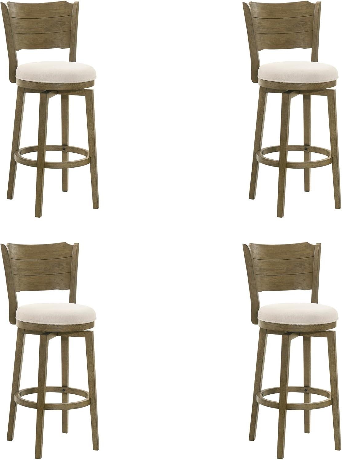 image:imageWinsley Coastal Modern Swivel Wood Counter Height Kitchen Bar Stool in Amber Glow Finish with White Boucle Fabric Upholstered Seat Set of 4WhitePutty Brown