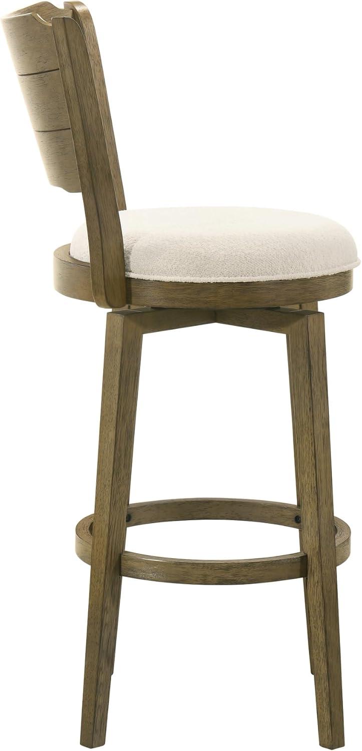image:imageWinsley Coastal Modern Swivel Wood Counter Height Kitchen Bar Stool in Amber Glow Finish with White Boucle Fabric Upholstered Seat Set of 4WhitePutty Brown