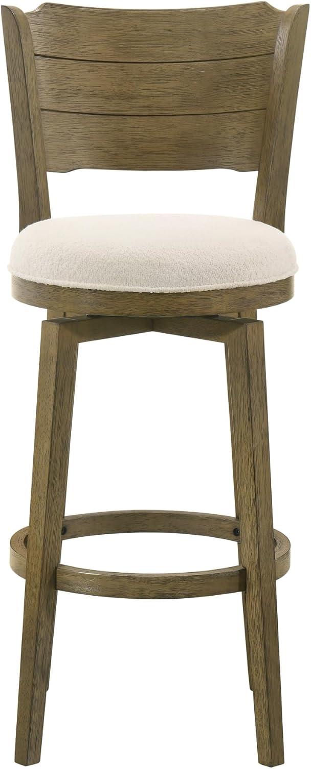 image:imageWinsley Coastal Modern Swivel Wood Counter Height Kitchen Bar Stool in Amber Glow Finish with White Boucle Fabric Upholstered Seat Set of 4WhitePutty Brown