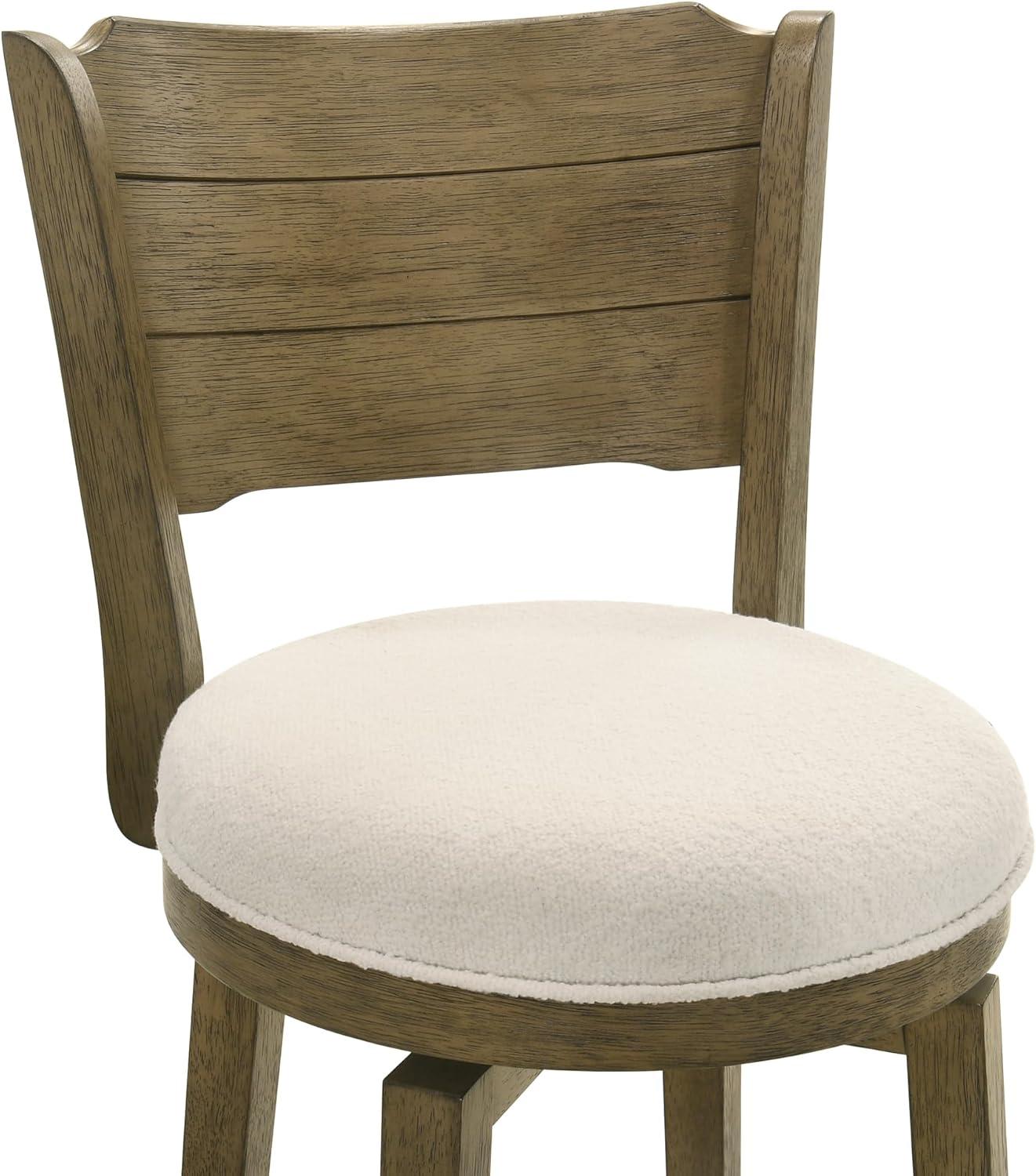 image:imageWinsley Coastal Modern Swivel Wood Counter Height Kitchen Bar Stool in Amber Glow Finish with White Boucle Fabric Upholstered Seat Set of 4WhitePutty Brown