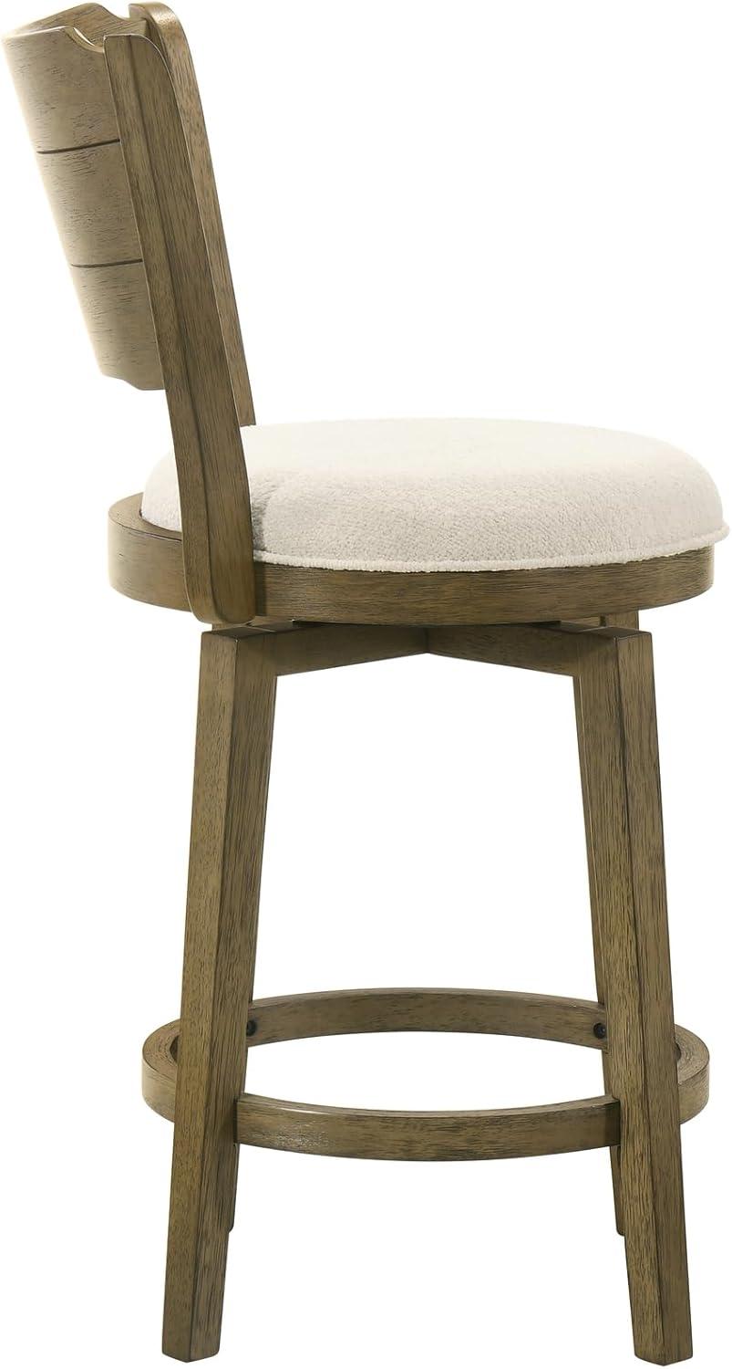 image:imageWinsley Coastal Modern Swivel Wood Counter Height Kitchen Bar Stool in Amber Glow Finish with White Boucle Fabric Upholstered Seat Set of 4WhitePutty Brown