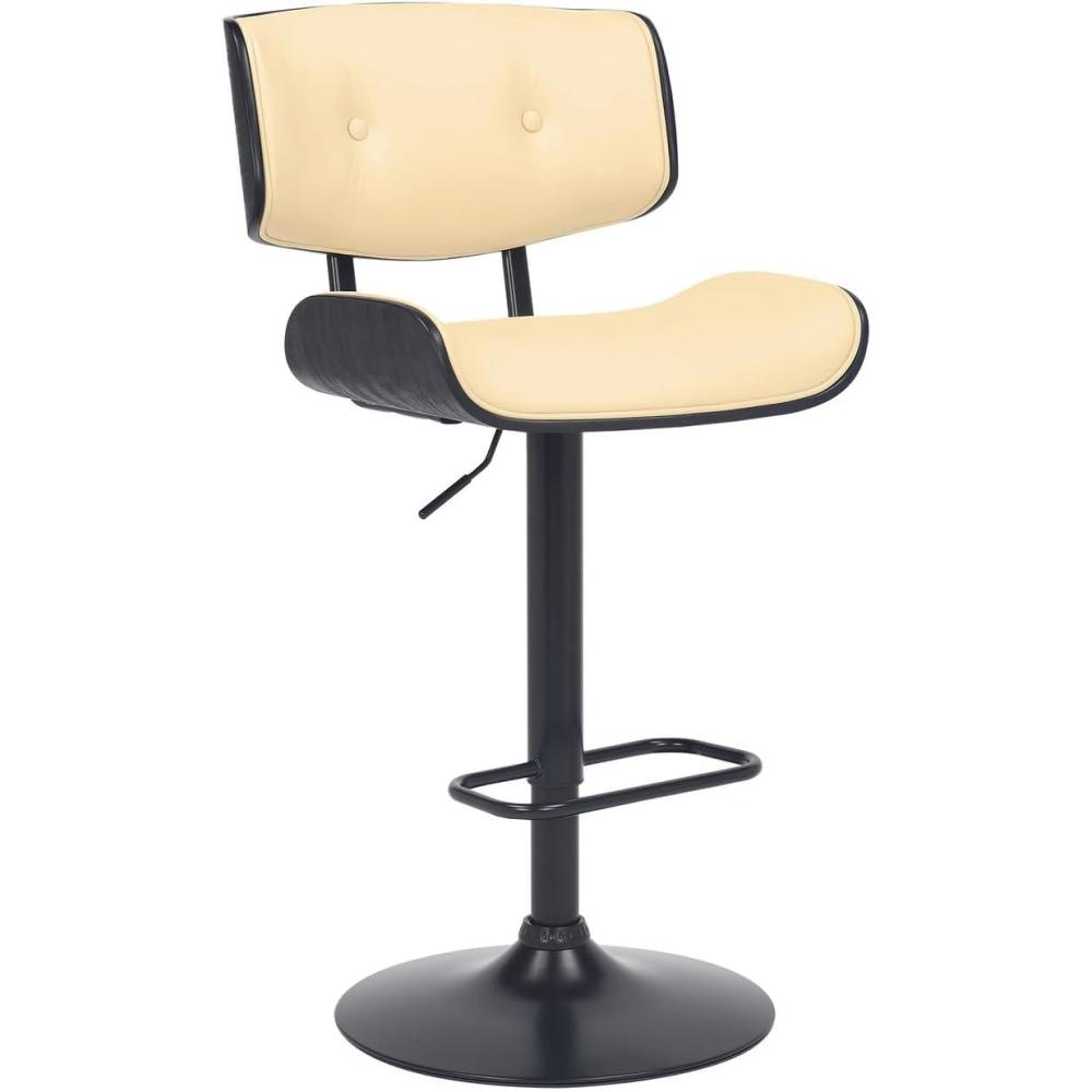 image:imageArmen Living Brooklyn 2534 Faux LeatherWood Swivel Bar Stool in CreamBlack