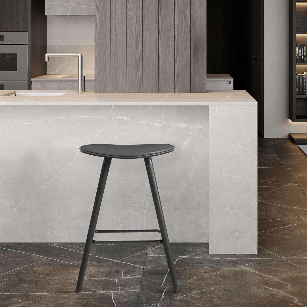 image:imageArmen Living Piper 26 Counter Height Backless Bar Stool in Cream Faux Leather and Walnut WoodGrayBlack