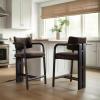 image:imageArmen Living Aaliyah Espresso Solid Wood Upholstered 26 Counter Height Barstool with Brindle Brown Seat  Set of 2