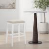 image:imageJane Contemporary Transitional Wood Counter Height Kitchen Bar Stool in White Finish with Cream Fabric Upholstered Seat  Set of 4CreamWhite