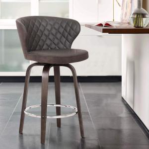 Armen Living Tila 30″ Swivel Brown Faux Leather Bar Stool