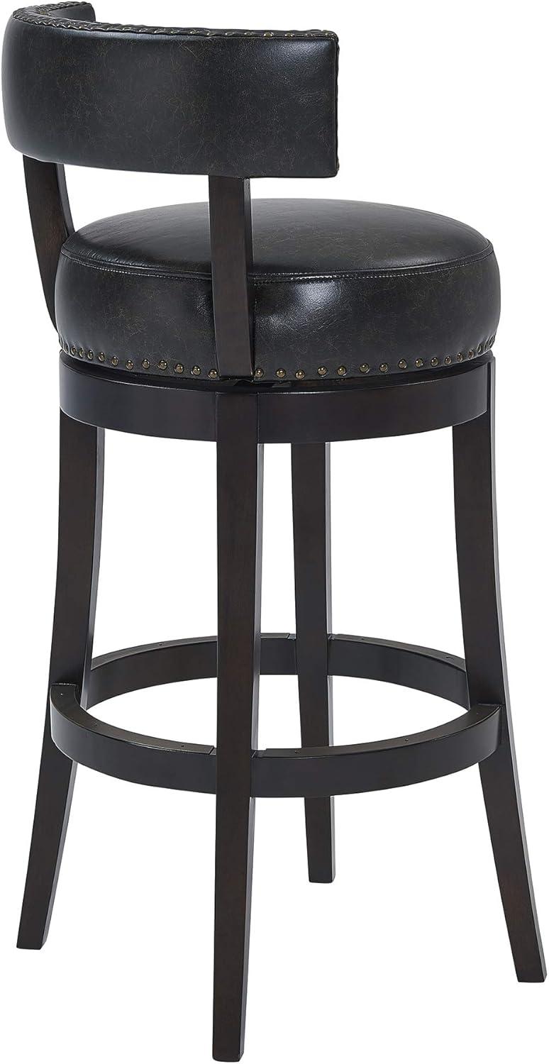 image:imageArmen Living Corbin 30 Seat Height Swivel Onyx Faux Leather and American Gray Wood Bar StoolEspressoOnyx