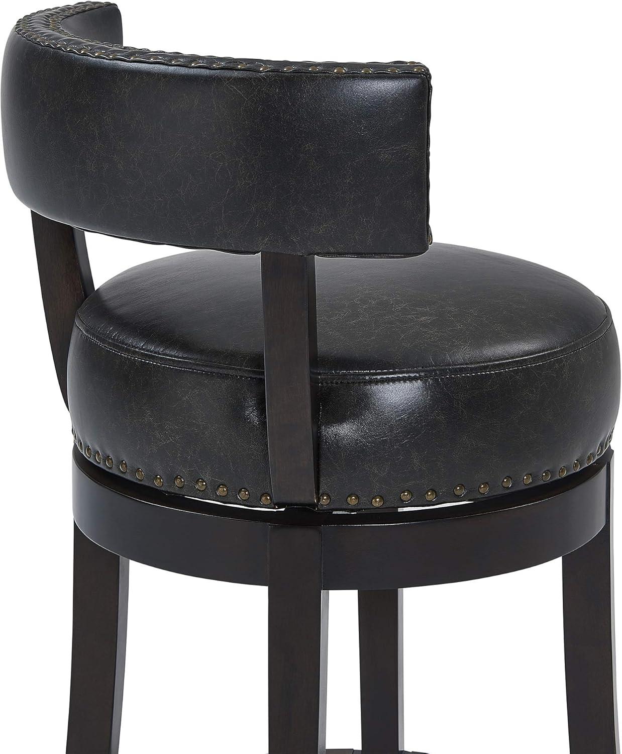 image:imageArmen Living Corbin 30 Seat Height Swivel Onyx Faux Leather and American Gray Wood Bar StoolEspressoOnyx