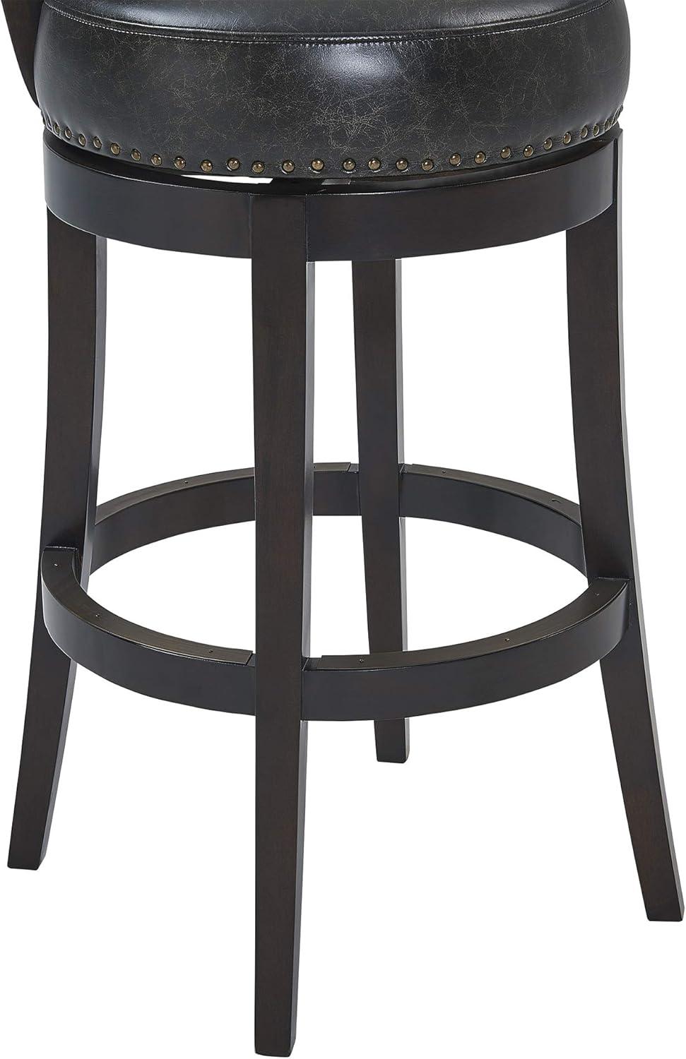 image:imageArmen Living Corbin 30 Seat Height Swivel Onyx Faux Leather and American Gray Wood Bar StoolEspressoOnyx