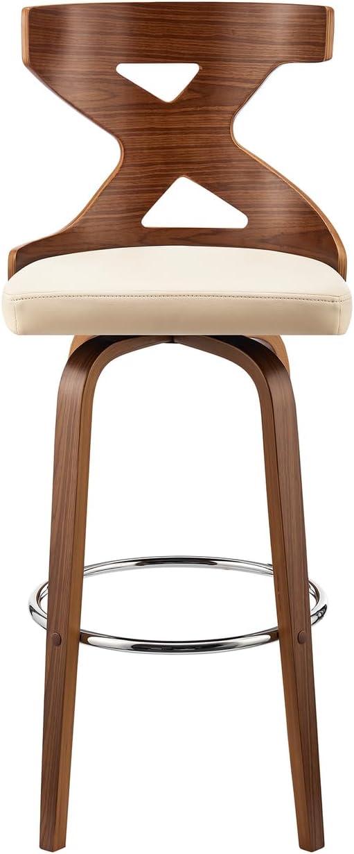 image:imageArmen Living Gayle 26 Swivel Cross Back Cream Faux Leather and Walnut Wood Bar StoolCreamWalnut