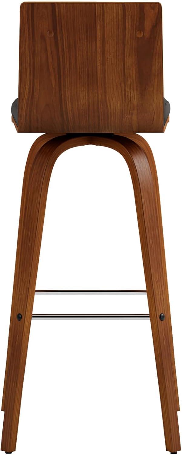 image:imageArmen Living Vienna Modern Swivel 26 Counter Height Barstool with White Faux Leather and Patterned Oak Wood FinishGray Faux LeatherWalnut