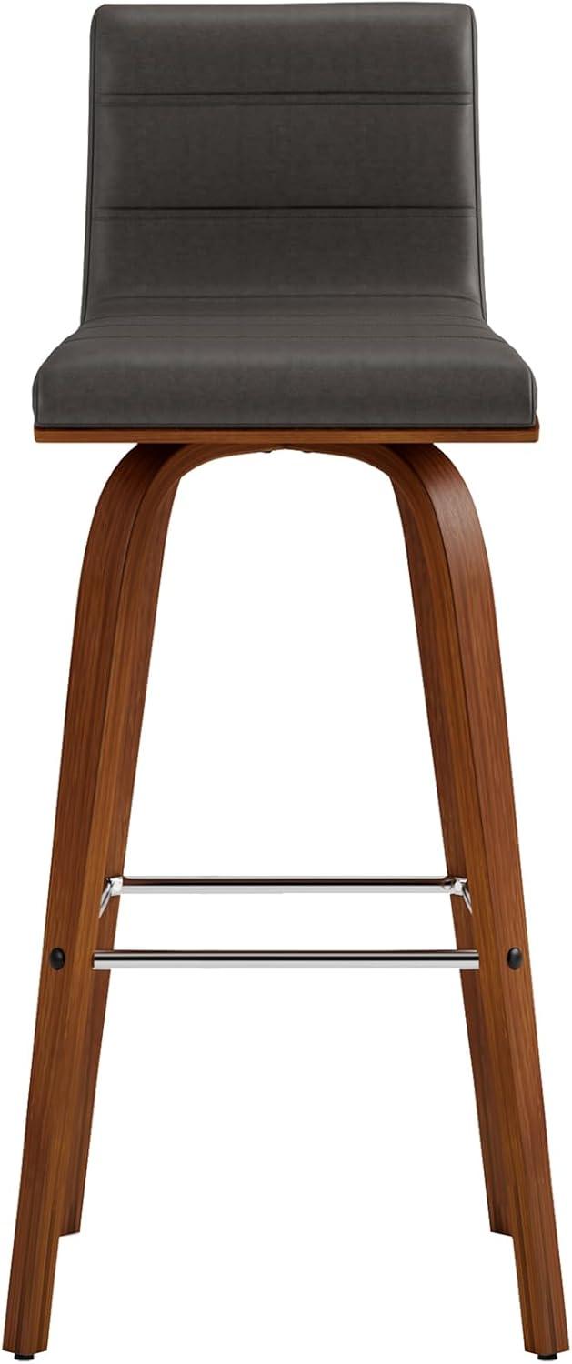 image:imageArmen Living Vienna Modern Swivel 26 Counter Height Barstool with White Faux Leather and Patterned Oak Wood FinishGray Faux LeatherWalnut