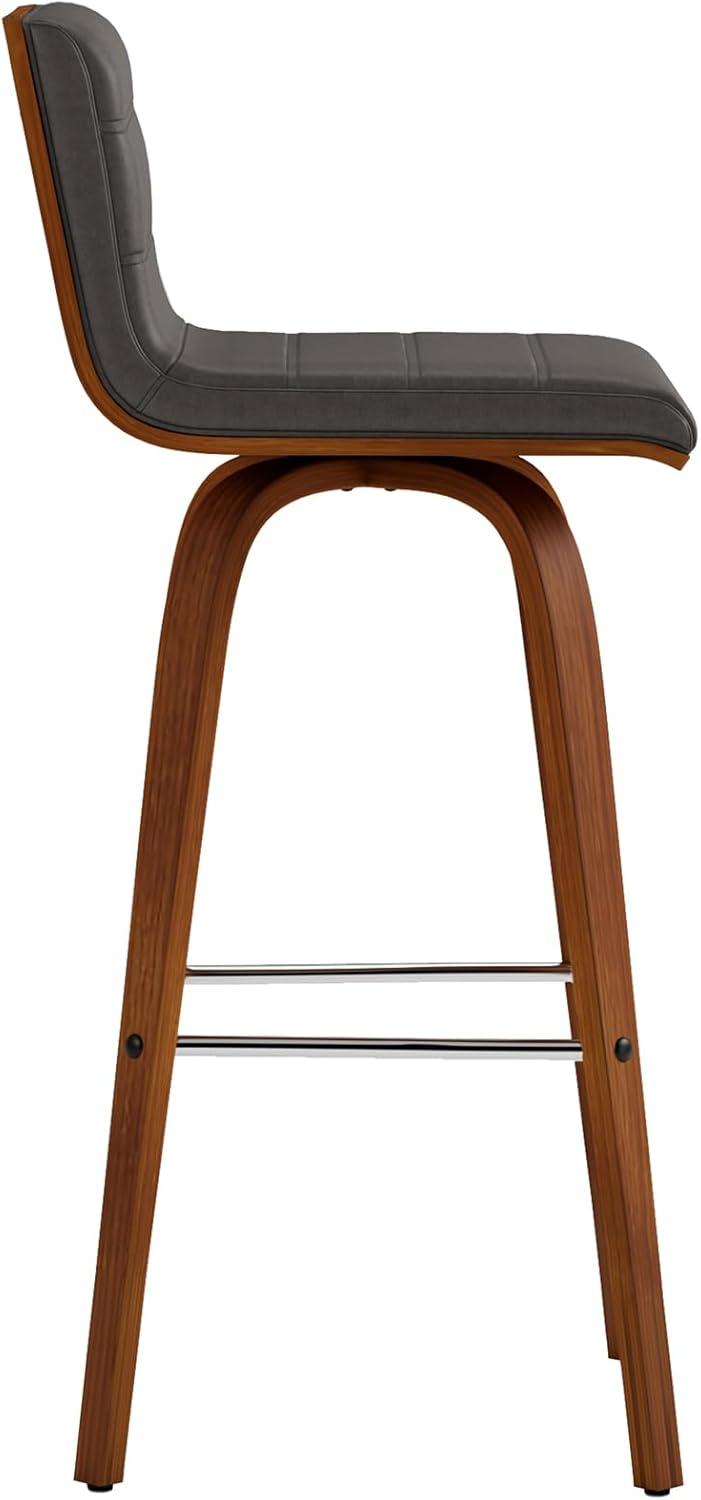 image:imageArmen Living Vienna Modern Swivel 26 Counter Height Barstool with White Faux Leather and Patterned Oak Wood FinishGray Faux LeatherWalnut