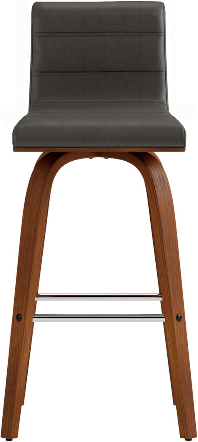 image:imageArmen Living Vienna Modern Swivel 26 Counter Height Barstool with White Faux Leather and Patterned Oak Wood FinishGray Faux LeatherWalnut