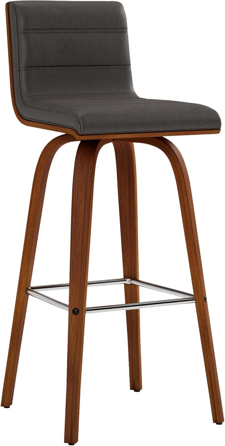 image:imageArmen Living Vienna Modern Swivel 26 Counter Height Barstool with White Faux Leather and Patterned Oak Wood FinishGray Faux LeatherWalnut