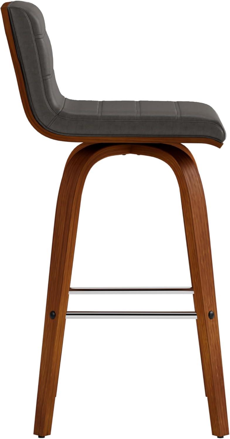 image:imageArmen Living Vienna Modern Swivel 26 Counter Height Barstool with White Faux Leather and Patterned Oak Wood FinishGray Faux LeatherWalnut