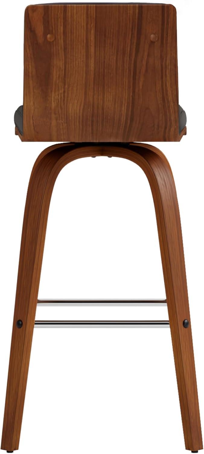 image:imageArmen Living Vienna Modern Swivel 26 Counter Height Barstool with White Faux Leather and Patterned Oak Wood FinishGray Faux LeatherWalnut