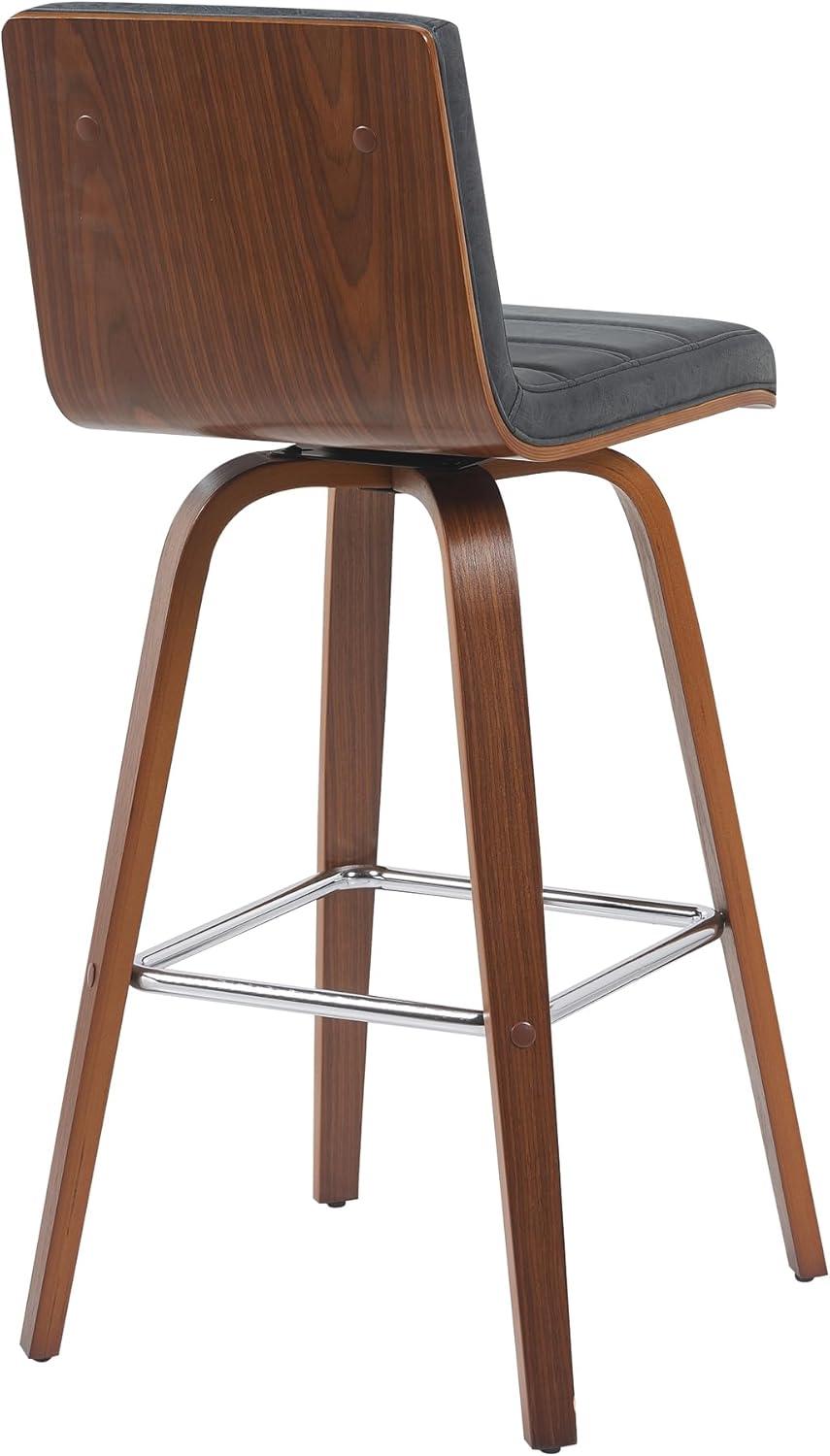 image:imageArmen Living Vienna Modern Swivel 26 Counter Height Barstool with White Faux Leather and Patterned Oak Wood FinishVintage Black Faux LeatherWalnut