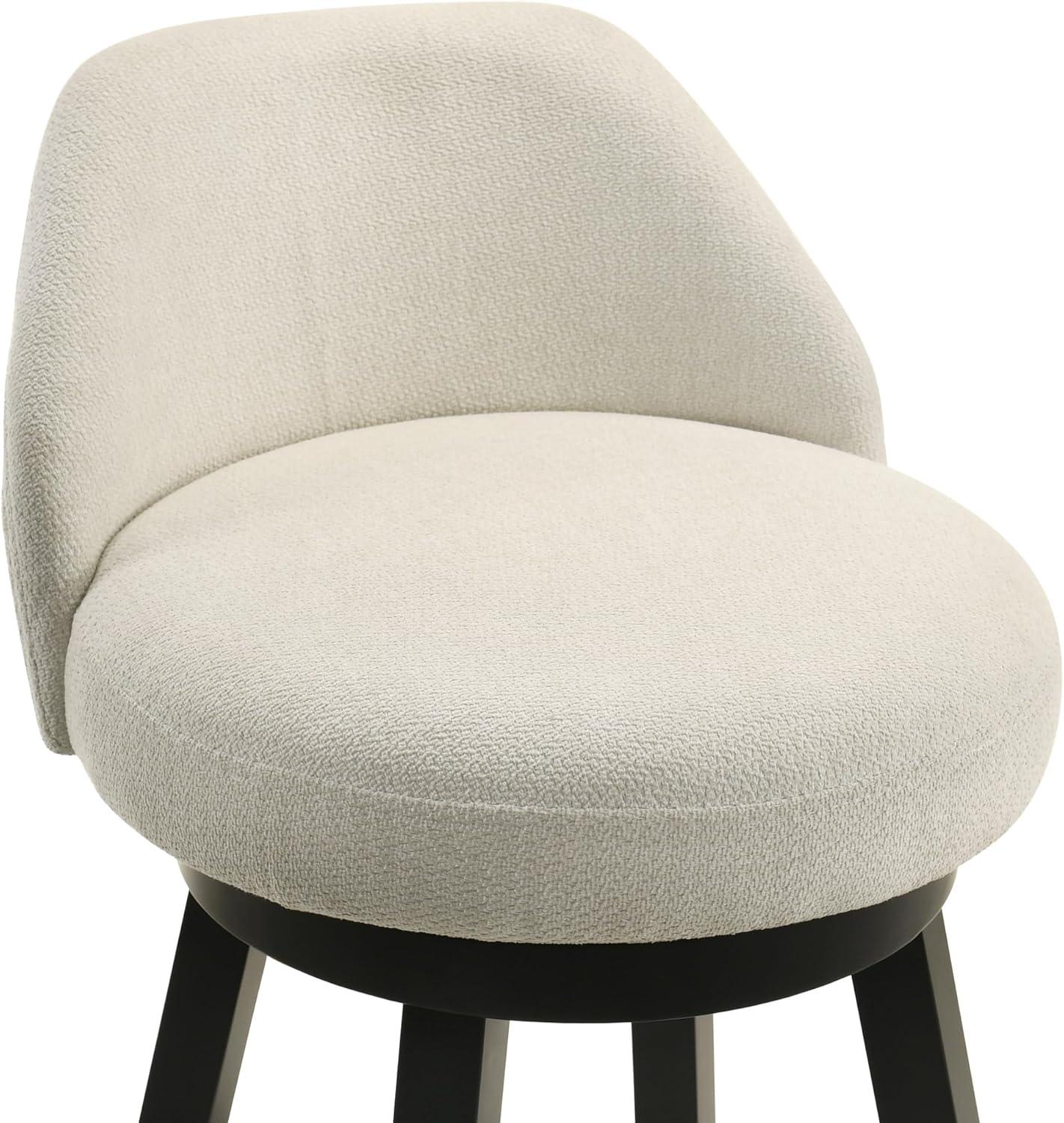 image:imageErika Modern Transitional Swivel Wood Bar Height Kitchen Bar Stool in White Finish with Light Blue Fabric Upholstered Seat Set of 2Cream