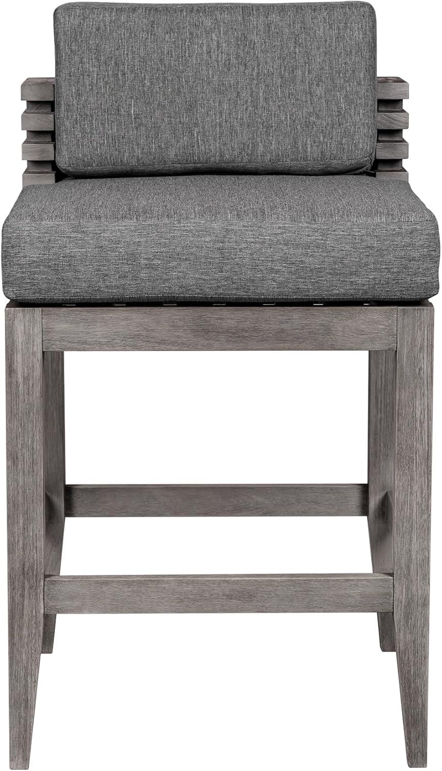 image:imageVivid Outdoor Patio Bar Stool in Gray Eucalyptus Wood with Gray Olefin Cushions Set of 2