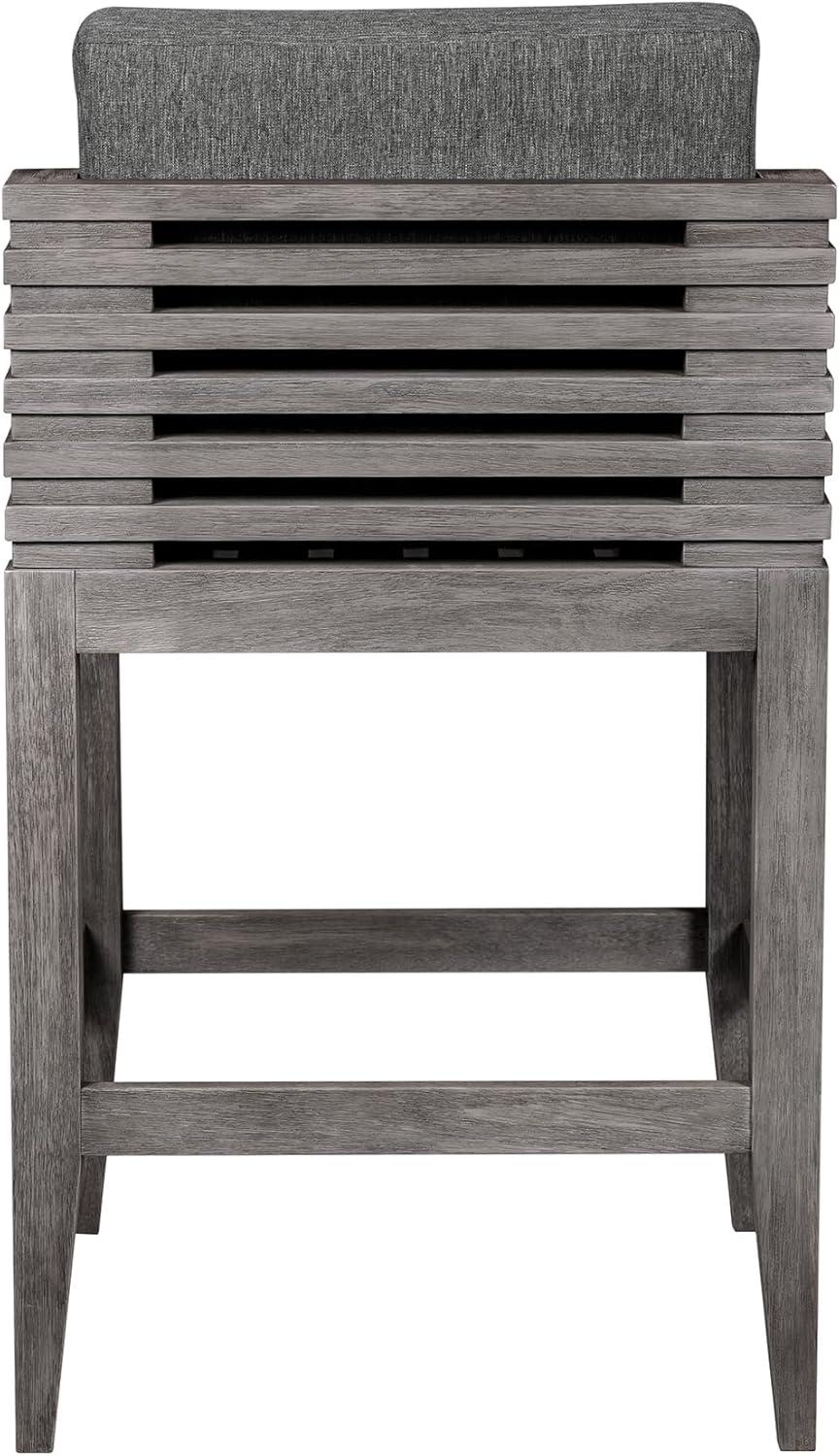 image:imageVivid Outdoor Patio Bar Stool in Gray Eucalyptus Wood with Gray Olefin Cushions Set of 2