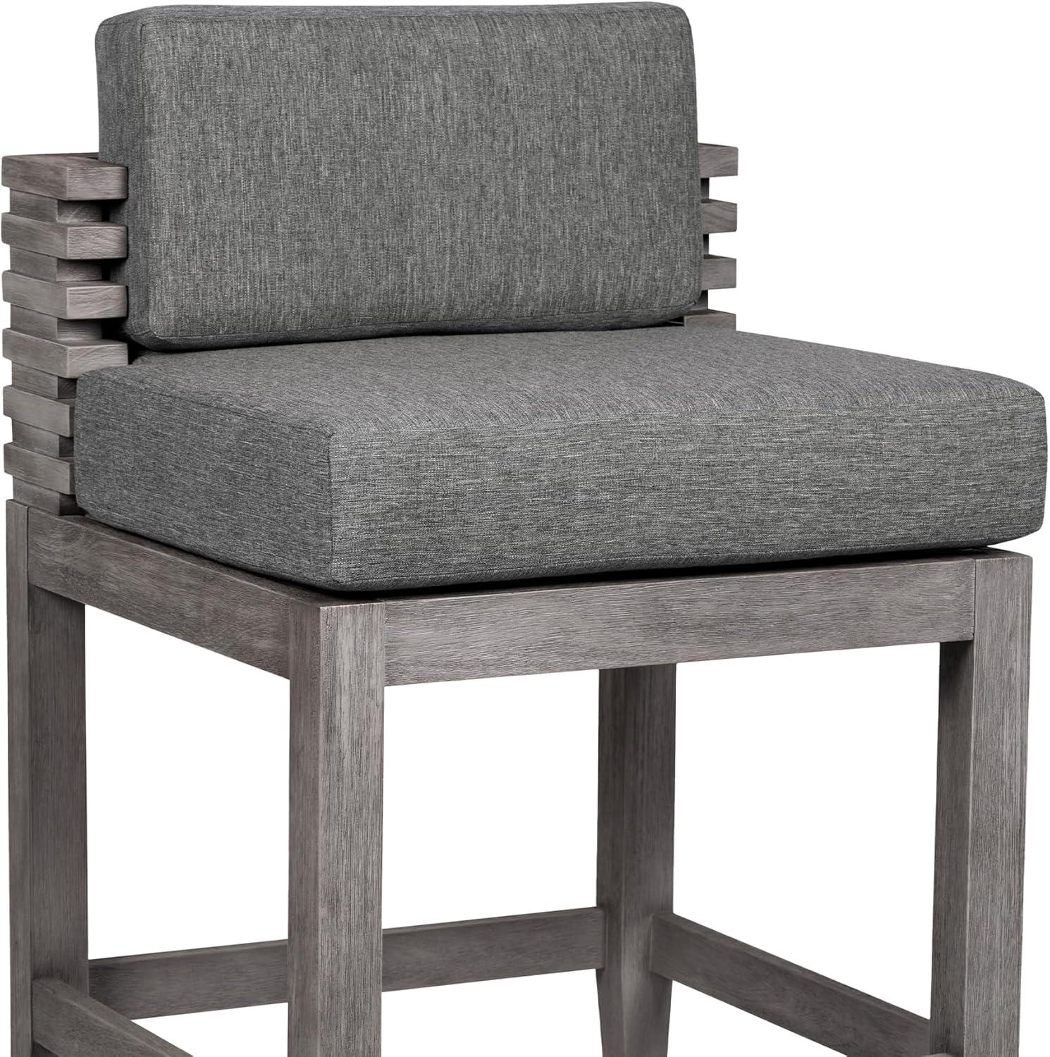image:imageVivid Outdoor Patio Bar Stool in Gray Eucalyptus Wood with Gray Olefin Cushions Set of 2