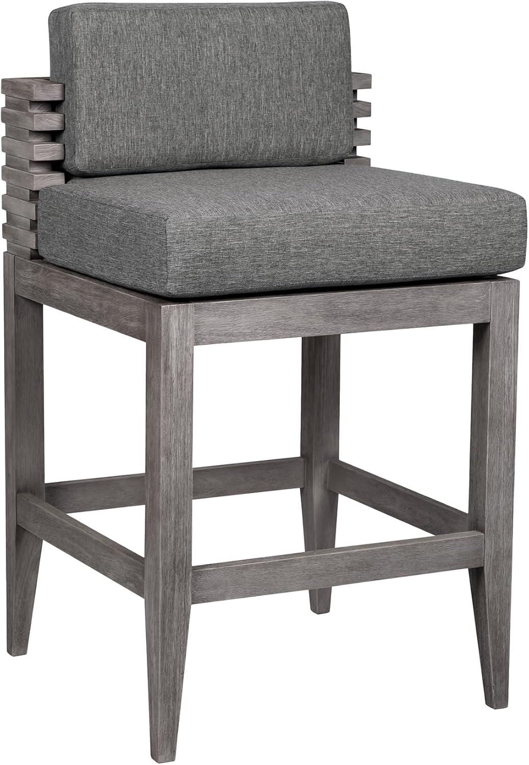 image:imageVivid Outdoor Patio Bar Stool in Gray Eucalyptus Wood with Gray Olefin Cushions Set of 2