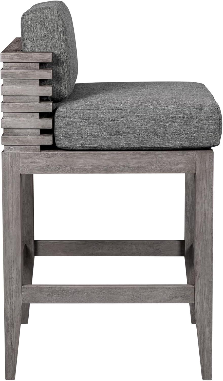 image:imageVivid Outdoor Patio Bar Stool in Gray Eucalyptus Wood with Gray Olefin Cushions Set of 2