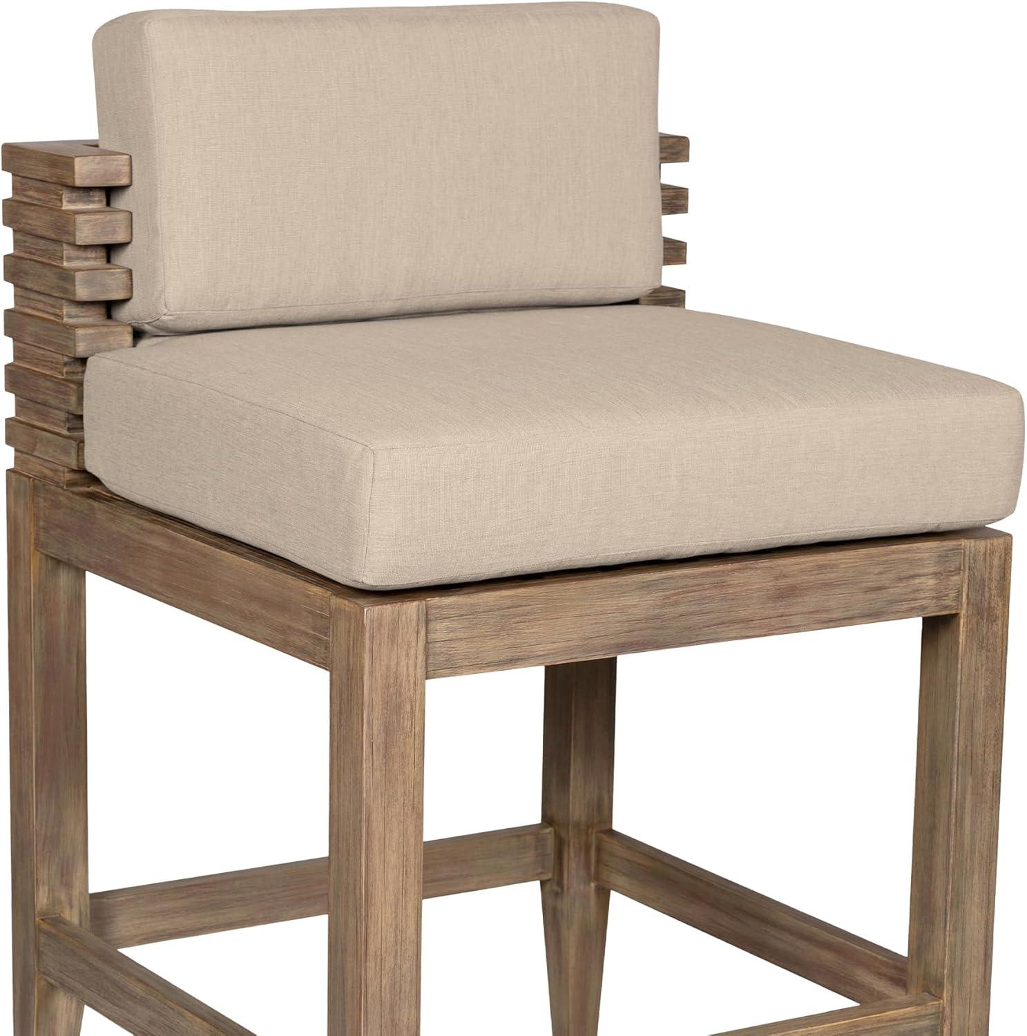 image:imageVivid Outdoor Patio Bar Stool in Light Eucalyptus Wood with Taupe Olefin Cushions Set of 2