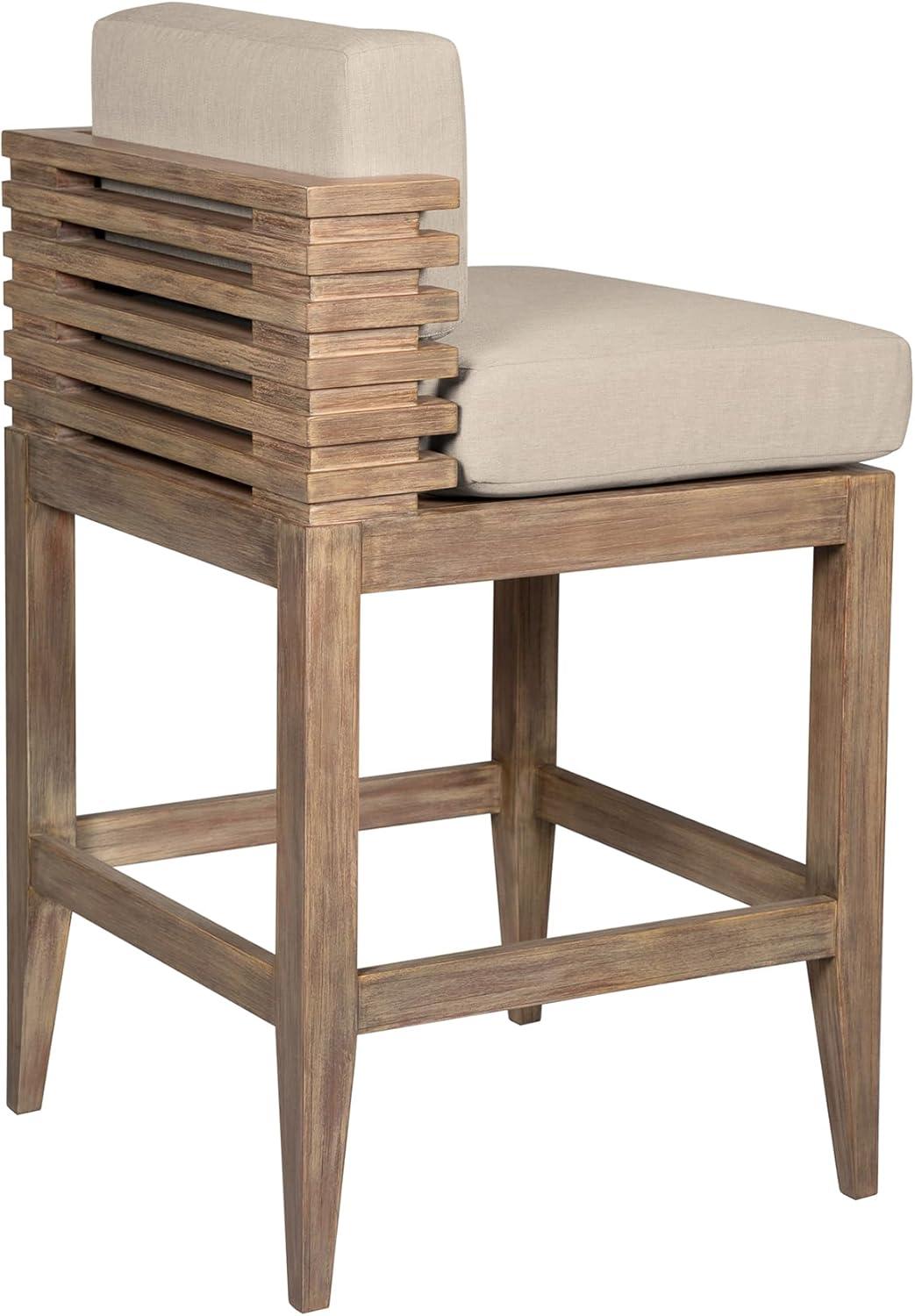 image:imageVivid Outdoor Patio Bar Stool in Light Eucalyptus Wood with Taupe Olefin Cushions Set of 2