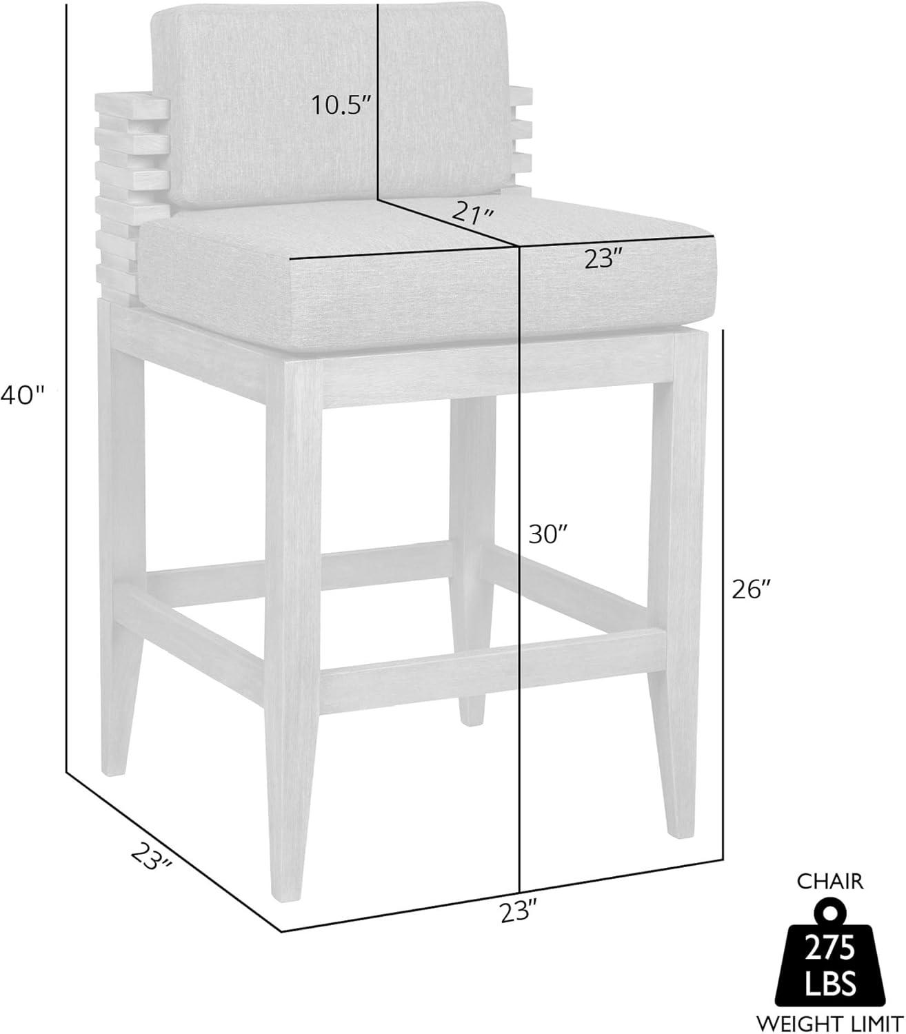 image:imageVivid Outdoor Patio Bar Stool in Light Eucalyptus Wood with Taupe Olefin Cushions Set of 2