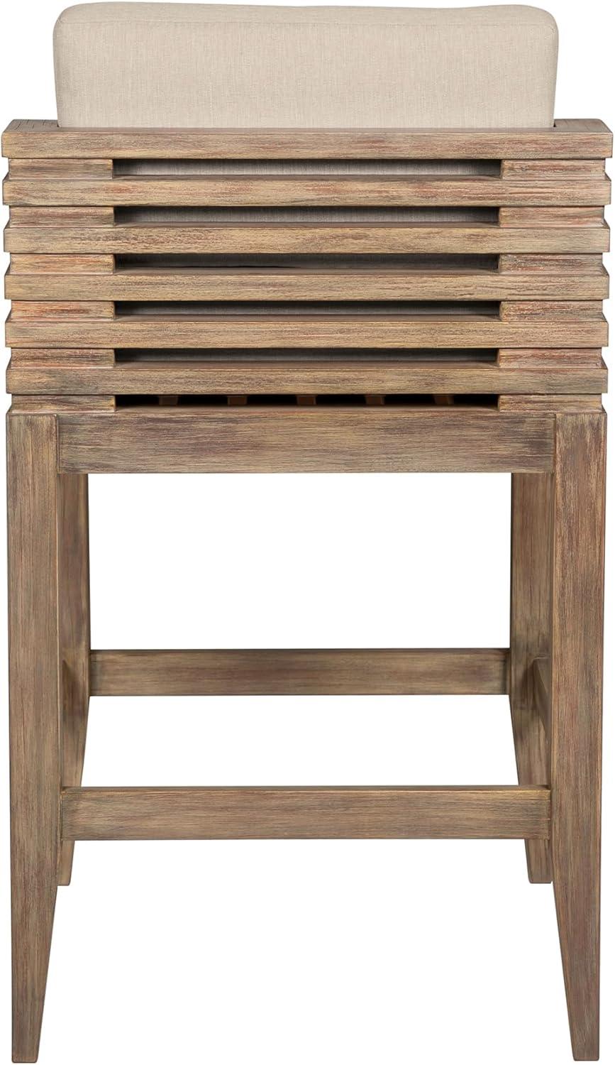 image:imageVivid Outdoor Patio Bar Stool in Light Eucalyptus Wood with Taupe Olefin Cushions Set of 2