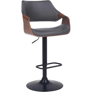 Armen Living Aspen Adjustable Swivel Faux Leather and Walnut Wood Bar Stool Gray/Black
