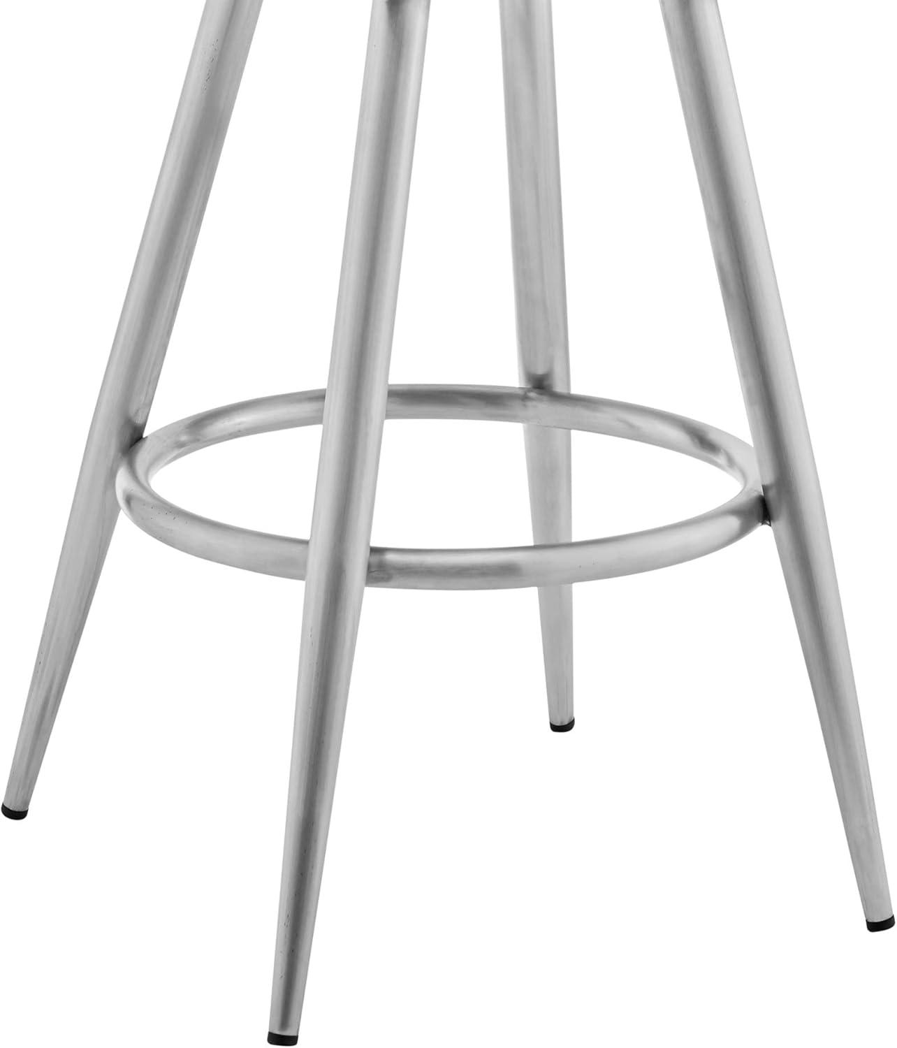 image:imageMaxen 26 Gray Faux Leather and Brushed Stainless Steel Swivel Bar Stool Set of 3