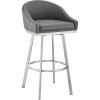 image:imageArmen Living Eleanor Swivel Counter Stool in Brushed Stainless Steel with Gray Faux Leather