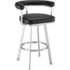 image:imageArmen Living Magnolia Swivel Bar Stool in Brushed Stainless Steel with Black Faux Leather