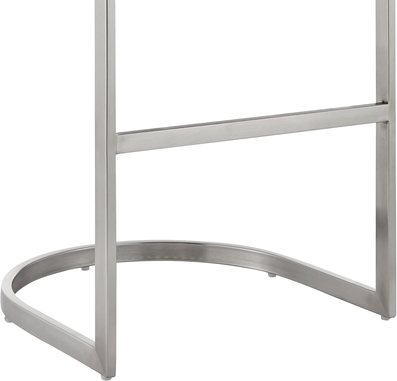 image:imageArmen Living Katherine Bar Stool in Brushed Stainless Steel with Black Faux Leather