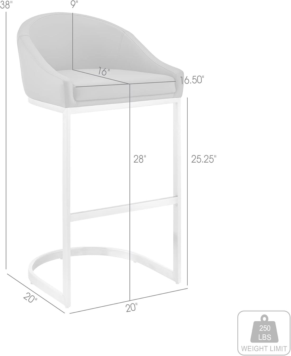 image:imageArmen Living Katherine Bar Stool in Brushed Stainless Steel with Black Faux Leather