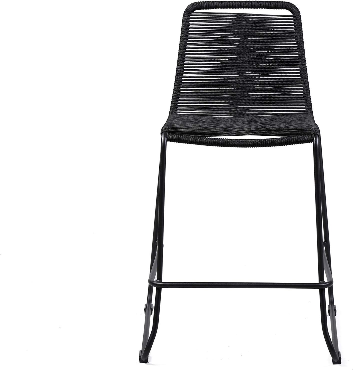 image:imageShasta 26 Outdoor Metal and Black Rope Stackable Counter Stool Set of 6BlackBlack