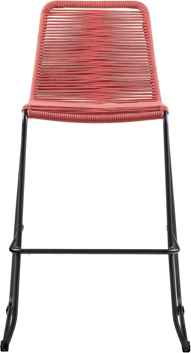 image:imageShasta 26 Outdoor Metal and Black Rope Stackable Counter Stool Set of 6Brick RedBlack