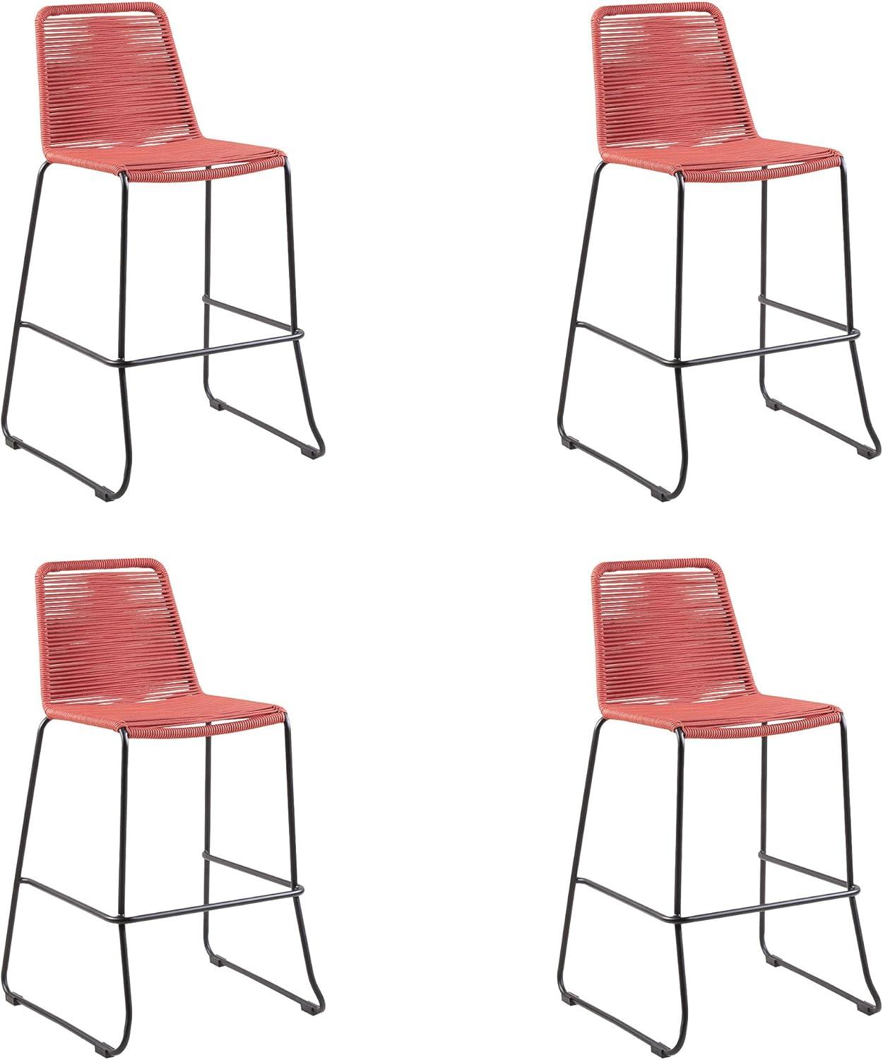 image:imageShasta 26 Outdoor Metal and Black Rope Stackable Counter Stool Set of 6Brick RedBlack