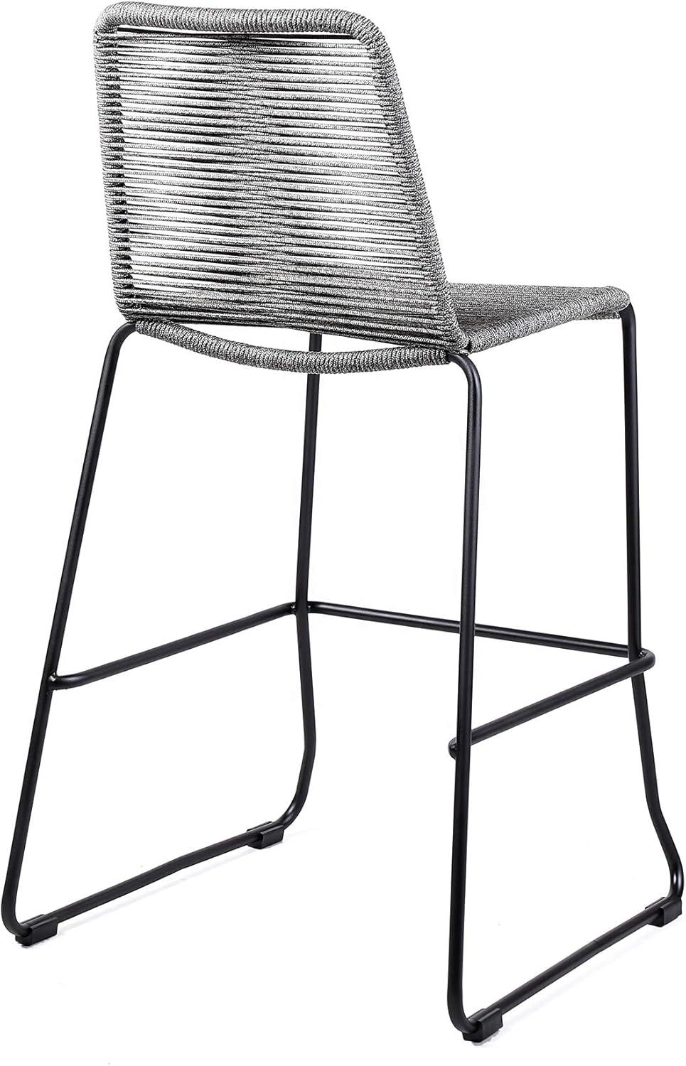 image:imageShasta 26 Outdoor Metal and Black Rope Stackable Counter Stool Set of 6GrayBlack