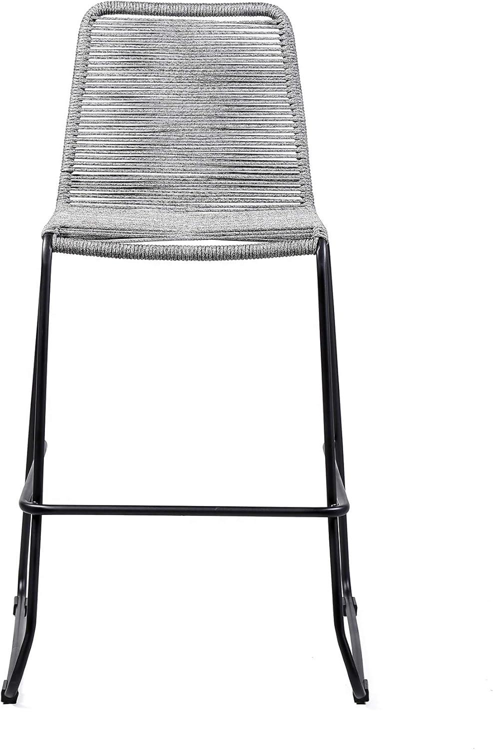 image:imageShasta 26 Outdoor Metal and Black Rope Stackable Counter Stool Set of 6GrayBlack