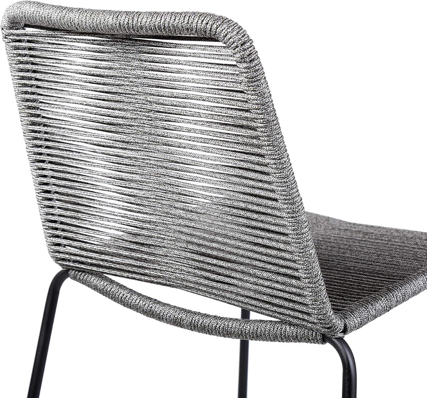 image:imageShasta 26 Outdoor Metal and Black Rope Stackable Counter Stool Set of 6GrayBlack