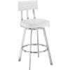image:imageArmen Living Benjamin Swivel Bar Stool in Brushed Stainless Steel with White Faux Leather