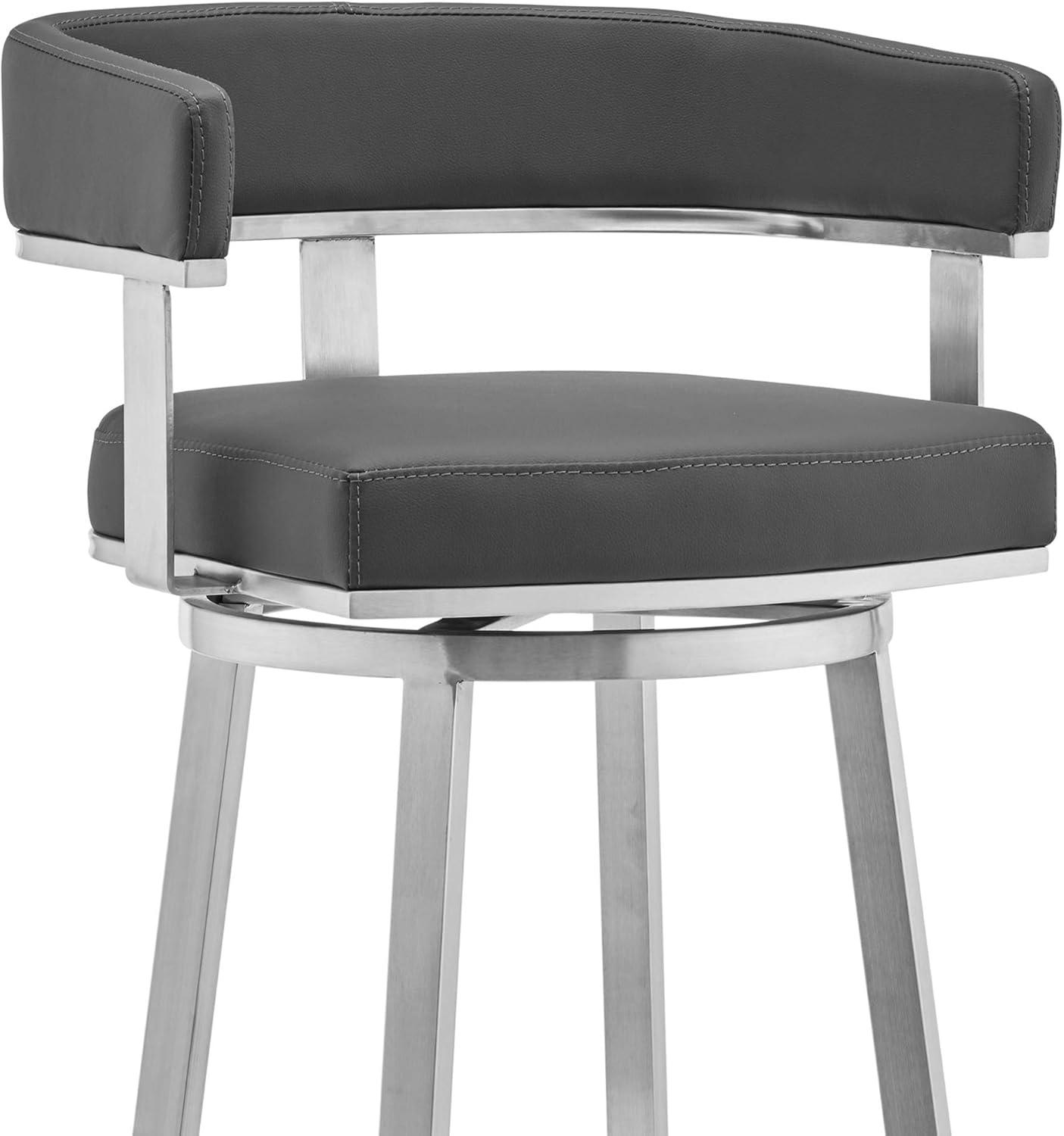 image:imageArmen Living Cohen 30 Gray Faux Leather and Brushed Stainless Steel Swivel Bar Stool