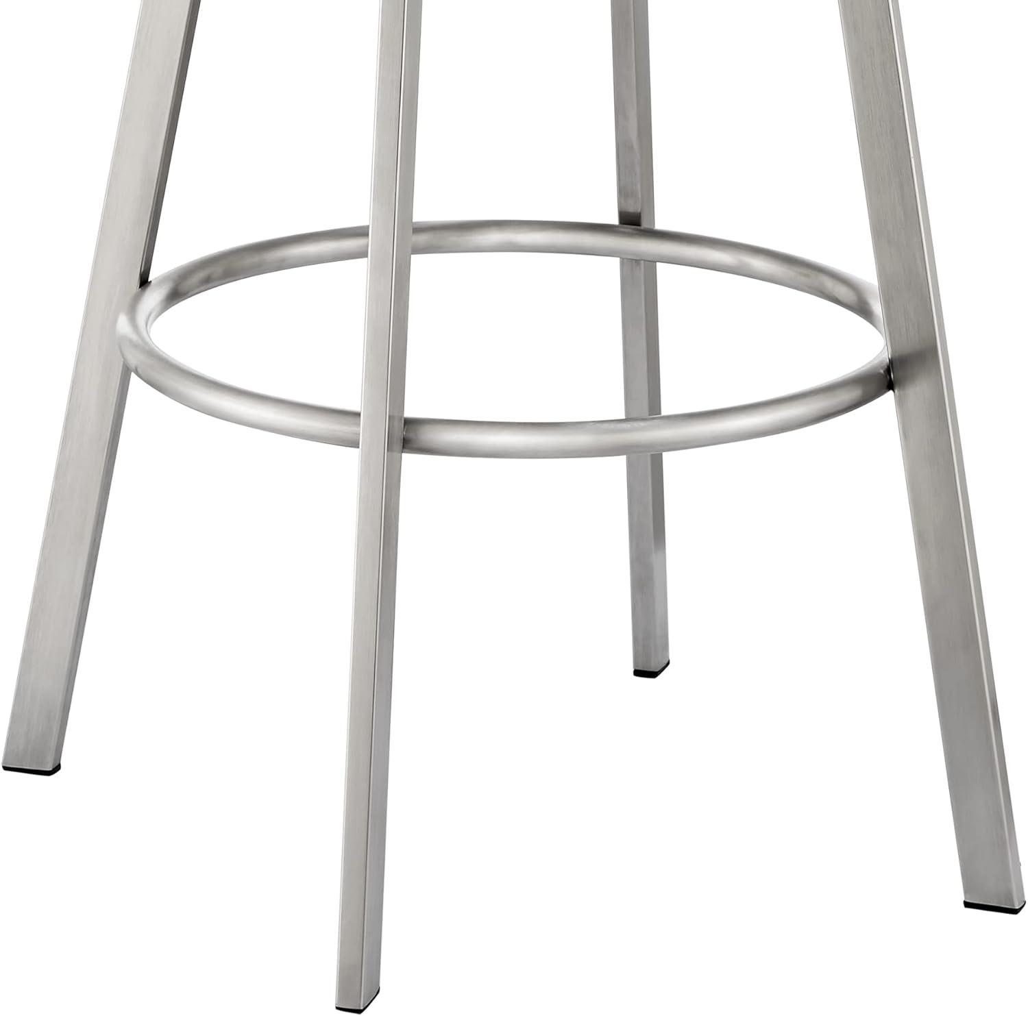 image:imageArmen Living Eleanor Swivel Counter Stool in Brushed Stainless Steel and Black Faux Leather