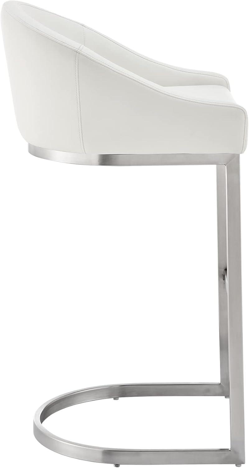 image:imageArmen Living Katherine Counter Stool in Brushed Stainless Steel with White Faux Leather