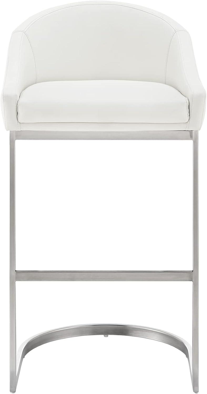 image:imageArmen Living Katherine Counter Stool in Brushed Stainless Steel with White Faux Leather